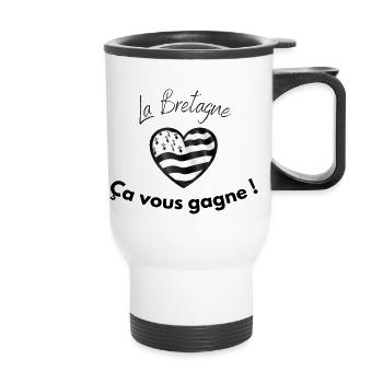 La Bretagne ça vous gagne - Tasse isotherme avec poignée - blanc - Devant