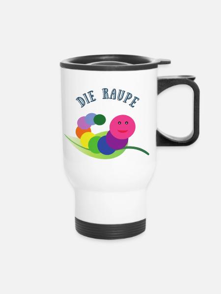 Die Raupe - Thermobecher mit Tragegriff - Weiß