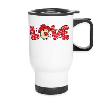 Mushroom in love heart couples valentine's day - Thermal mug with handle - white - Front