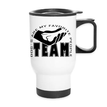 Hund Team Pfote Hand Hundesport Hundeliebe - Thermobecher mit Tragegriff - Weiß - Vorne