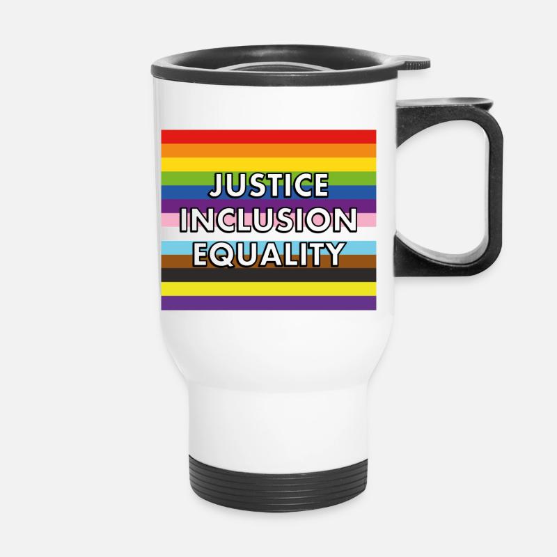 Justice Inclusion Egalité Marche des fiertés - Tasse isotherme avec poignée - blanc