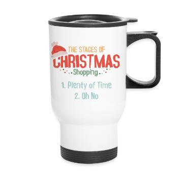 Funny Stages Of Christmas Shopping Pajama - Thermal mug with handle - white - Front