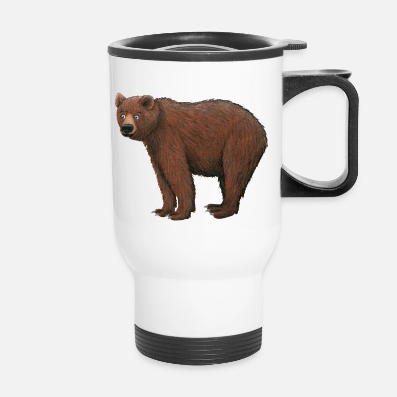 ours brun - Tasse isotherme avec poignée - blanc
