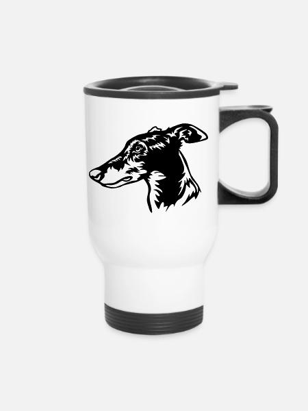 Greyhound Kopf - Thermobecher mit Tragegriff - Weiß