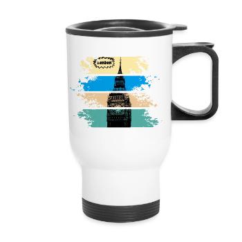 London Pop Art Big Ben Stripes - Thermobecher mit Tragegriff - Weiß - Vorne