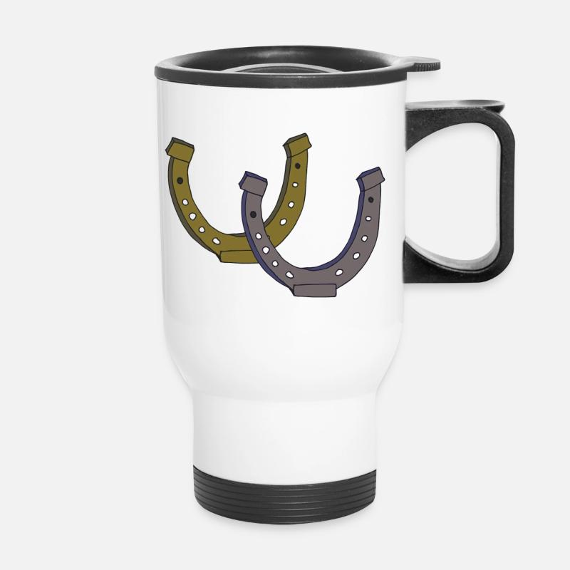 Horseshoe double - Thermal mug with handle - white