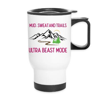 Ultra Running - Mud, Sweat and Trails - Thermal mug with handle - white - Front