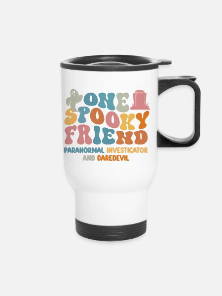 One Spooky Friend Retro Halloween Costume - Thermobecher mit Tragegriff - Weiß