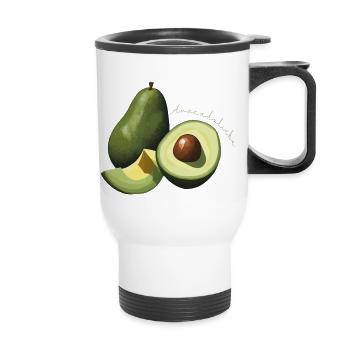 Avocado Avoacado Liebe Veganer Vegan Schlafocado - Thermobecher mit Tragegriff - Weiß - Vorne