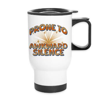 prone to awkward silence - Thermal mug with handle - white - Front