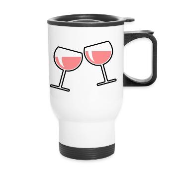 2 Rosé Wine Glasses (Cheers / Round / Closed / 2C) - Thermal mug with handle - white - Front
