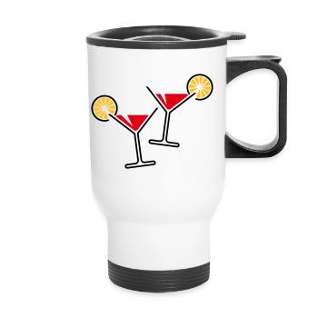 2 Cocktail Glasses / Martini / Cheers + (Red) - Thermal mug with handle - white - Front