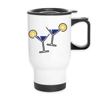2 Cocktail Glasses / Martini / Cheers + (Blue) - Thermal mug with handle - white - Front