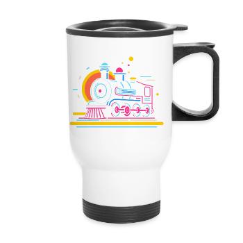 Caricature ferroviaire - Tasse isotherme avec poignée - blanc - Devant
