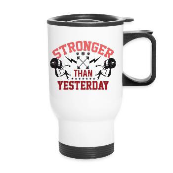 Stronger Than Yesterday - Thermal mug with handle - white - Front