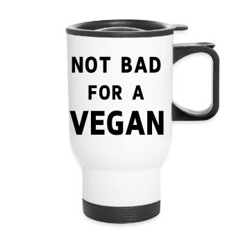 Not bad for a vegan - Thermal mug with handle - white - Front