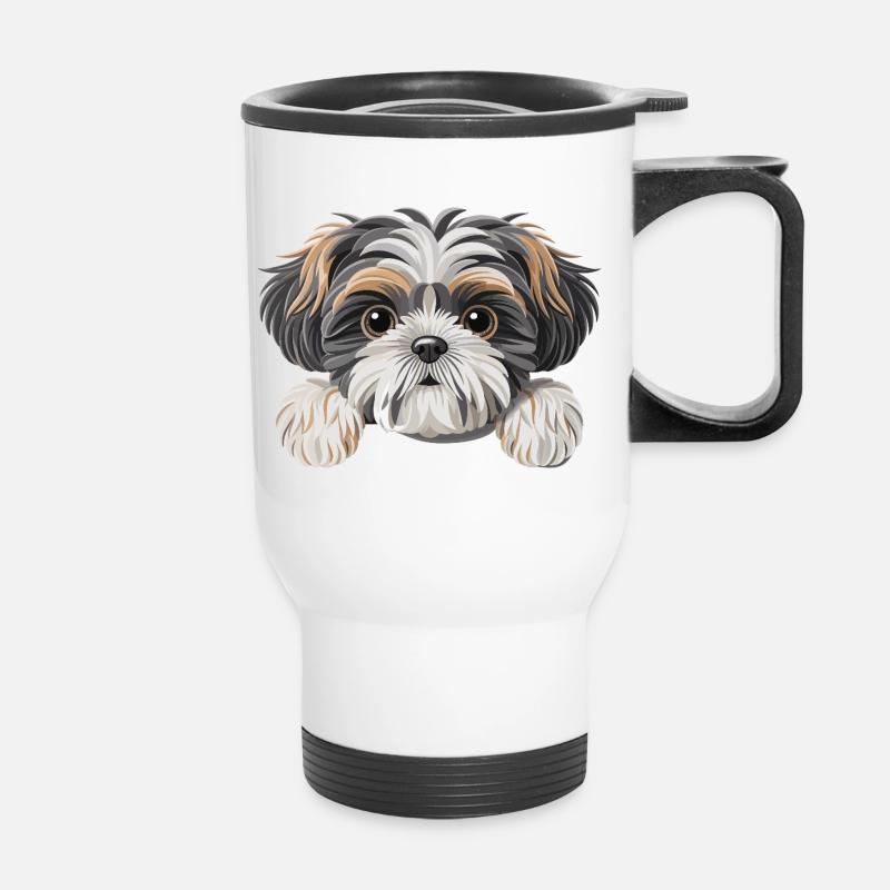 shih tzu - Thermal mug with handle - white