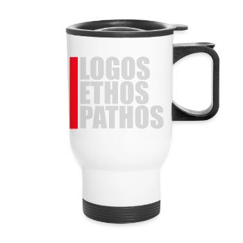 Logos Ethos Pathos Rhetorik Philosophie Student - Thermobecher mit Tragegriff - Weiß - Vorne