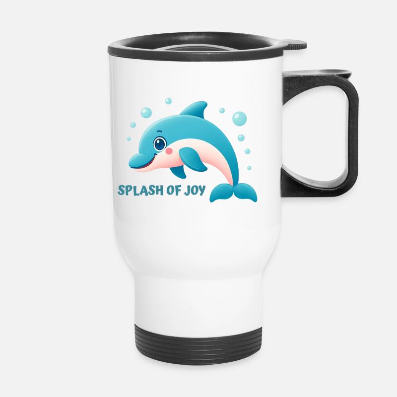 Dolphin splashing happily - Thermal mug with handle - white