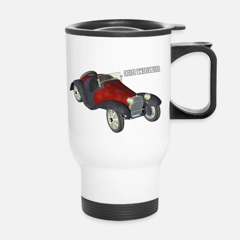 Oldtimer on Tour - Thermobecher mit Tragegriff - Weiß