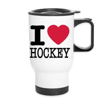 i love hockey / I heart hockey - Thermal mug with handle - white - Front
