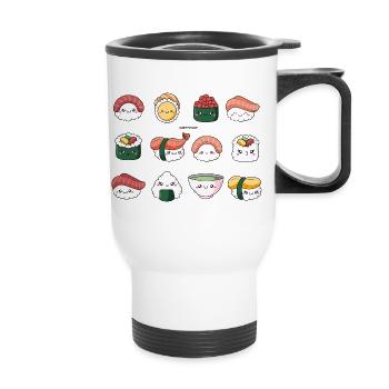 Kawaii sushi - Thermal mug with handle - white - Front