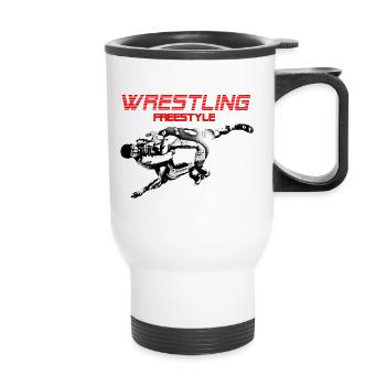 WRESTLING FREESTYLE - Thermal mug with handle - white - Front
