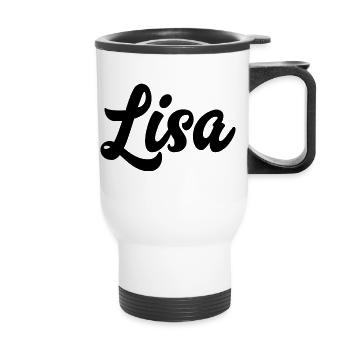 Lisa Custom Text Birthday Name - Thermal mug with handle - white - Front
