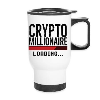 Bitcoin Crypto Millionär Laden - Thermobecher mit Tragegriff - Weiß - Vorne