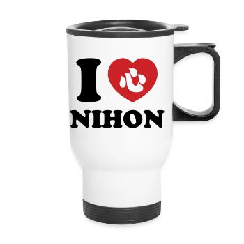 I HEART [LOVE] NIHON - Thermal mug with handle - white - Front