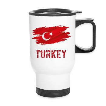 Flagge Patriot Geschenk Heimat Land Fahne Türkei - Thermobecher mit Tragegriff - Weiß - Vorne