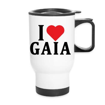 t-shirt I love Gaia t-shirt gift idea - Thermal mug with handle - white - Front