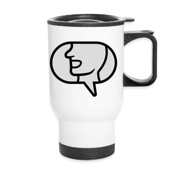 Communicate icon talk speech bubble - Thermal mug with handle - white - Front