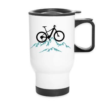 Mountain biking, mountain biking and mountains, cycling - Thermal mug with handle - white - Front