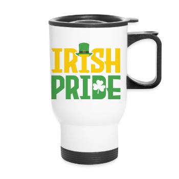 La fierté irlandaise célèbre la Saint-Patrick en Irlande - Tasse isotherme avec poignée - blanc - Devant