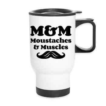 M&M (Whiskers & Muscles) - Thermal mug with handle - white - Front