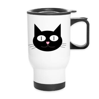 Chat mignon, matou au nez en forme de cœur - Tasse isotherme avec poignée - blanc - Devant