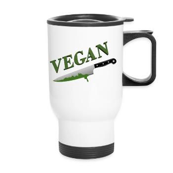 Vegan - Thermobecher mit Tragegriff - Weiß - Vorne