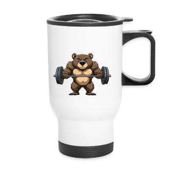 Weightlifting - Bear Design - Thermal mug with handle - white - Front
