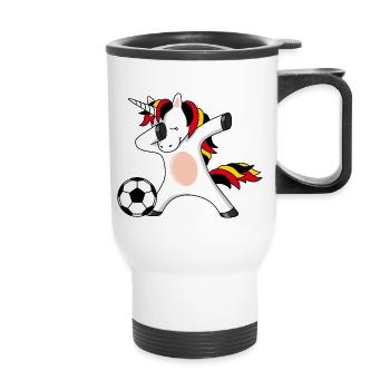 Football Unicorn Germany Belgium European Championship World Cup - Thermal mug with handle - white - Front