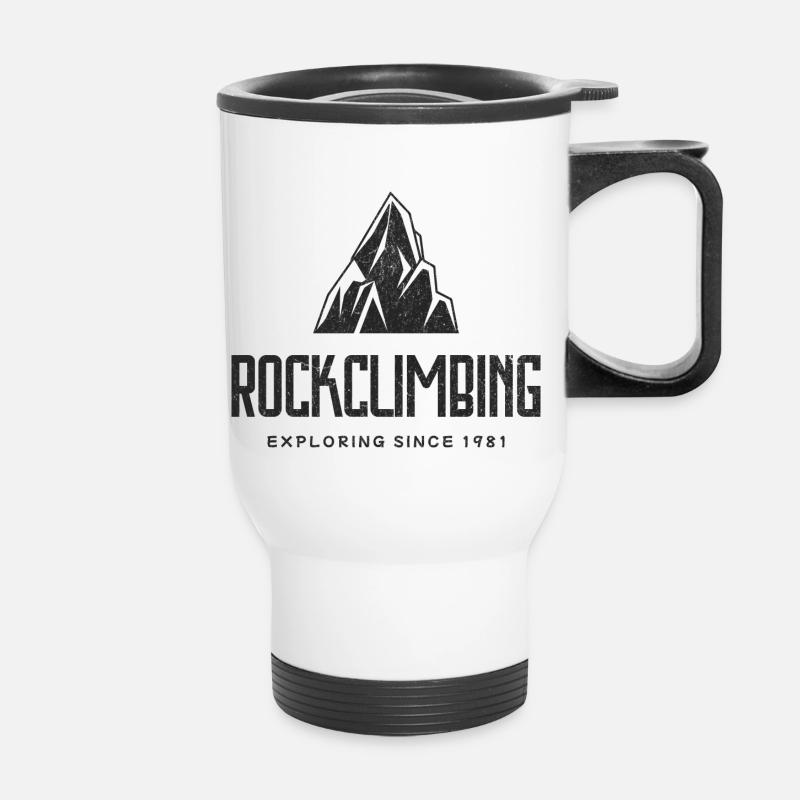 Kletterlogo mit einem Berg 1981 - Thermobecher mit Tragegriff - Weiß
