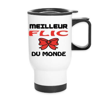 BESTER COP DER WELT - Thermobecher mit Tragegriff - Weiß - Vorne