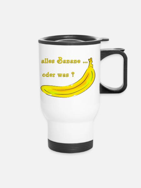 Banane obst - Thermobecher mit Tragegriff - Weiß