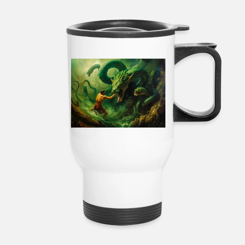 Héraclès combat l’Hydre de Lerne - Tasse isotherme avec poignée - blanc