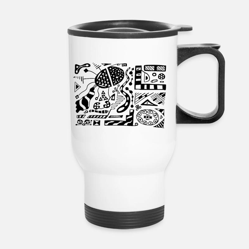 Abstract Doodle - Thermal mug with handle - white