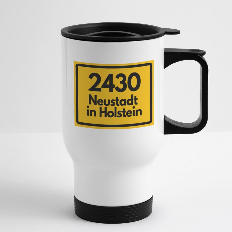 OLD POSTCODE POSTCODE 2430 NEUSTADT IN HOLSTEIN Thermal mug with handle