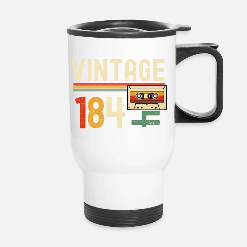 Vintage 84 Cassette Arc en Ciel - Tasse isotherme avec poignée - blanc