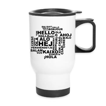 bonjour en 29 langues - Tasse isotherme avec poignée - blanc - Devant