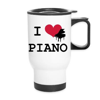I Love Piano - Thermal mug with handle - white - Front