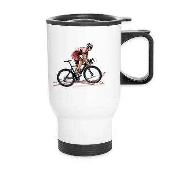 racing bicycle - Thermal mug with handle - white - Front